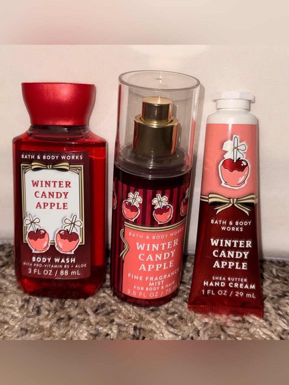 Bath & Body Works Winter Candy Apple Fragrance Mist - Body Wash - Hand Cream